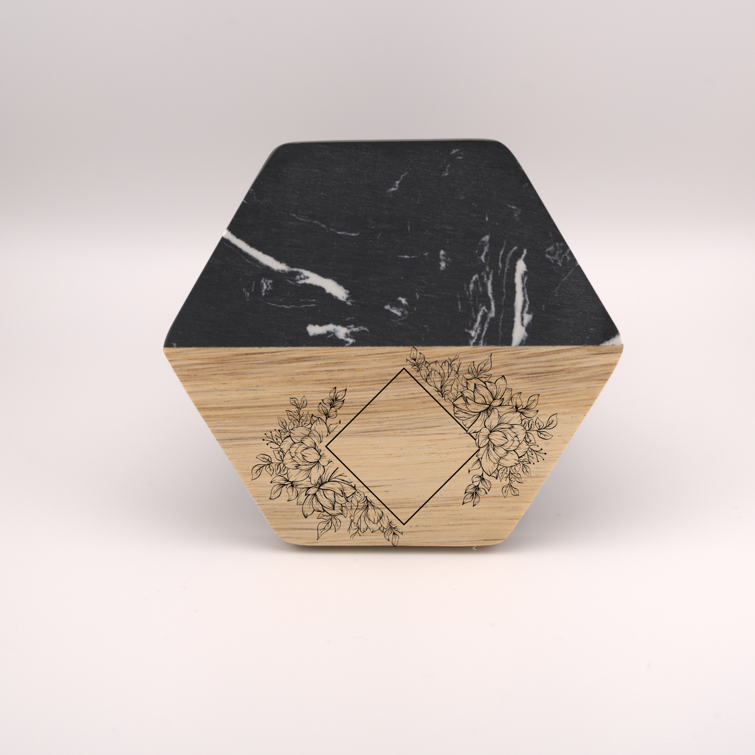 Hexagon Coasters- Wood/ Marble (Black) - Image 2