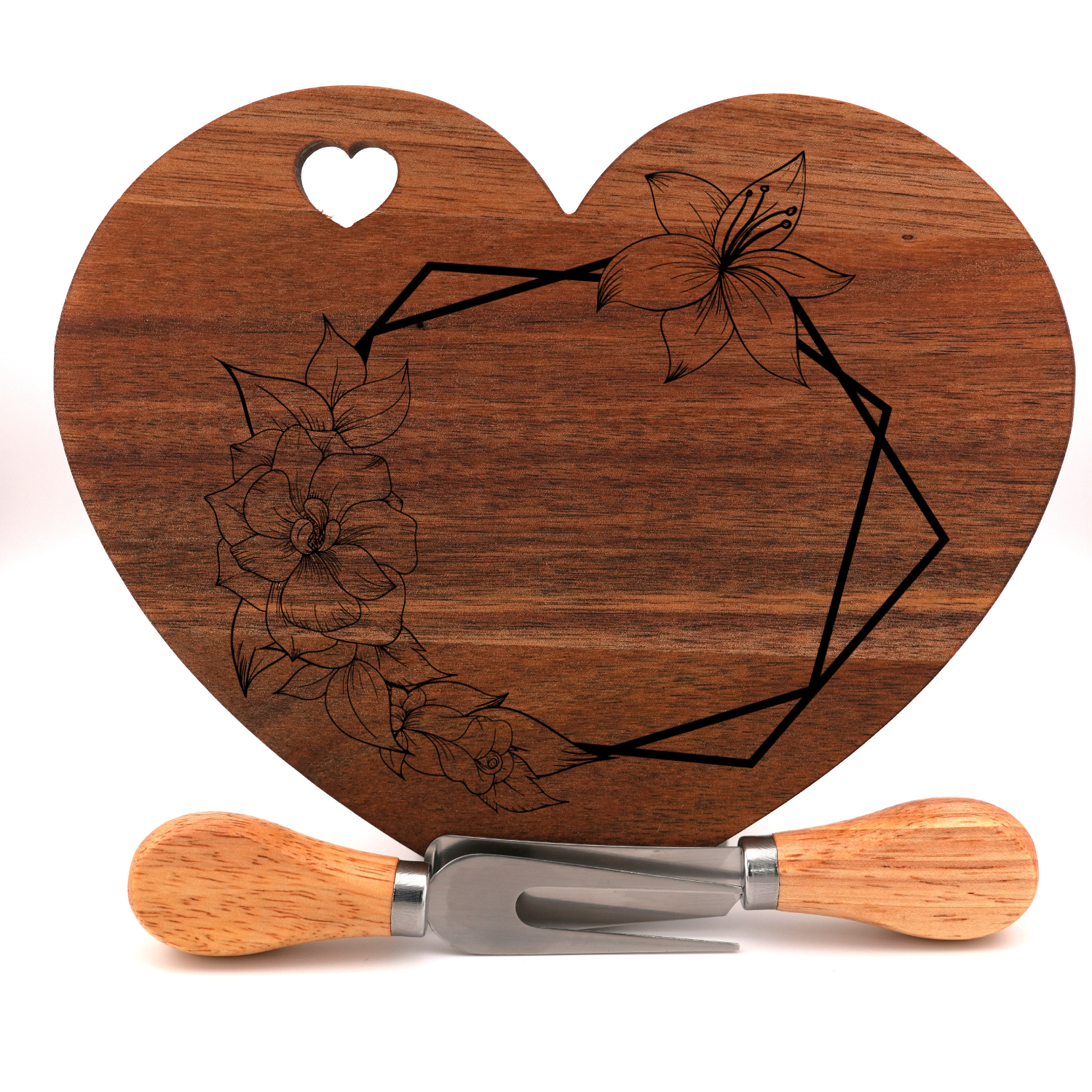 Heart Shape Charcuterie Board- Solid Acacia Wood - Image 3
