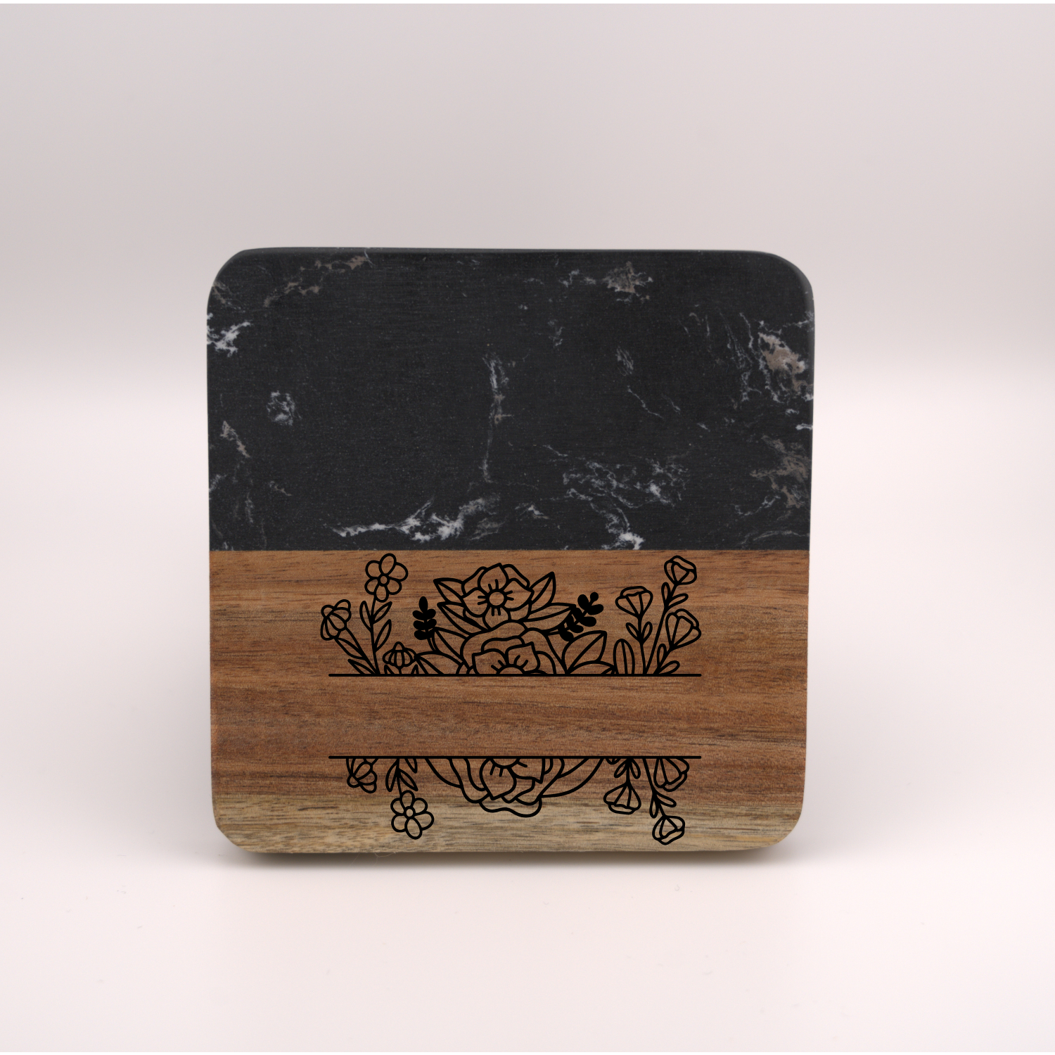 Square Coaster- Wood/ Marble (Black) - Image 3