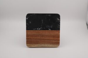 Square Coaster- Wood/ Marble (Black)