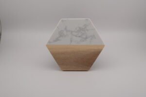 Hexagon Coaster- Wood/ Marble (White)